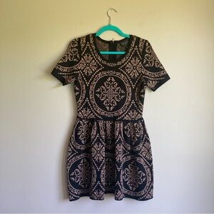 Romeo + Juliet Black Tan Knit Fit & Flare Dress M
